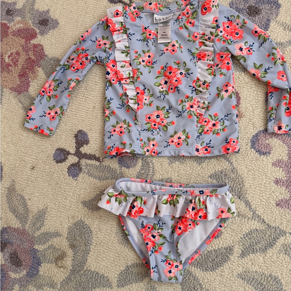 Floral Kids Rashguard Swim Set